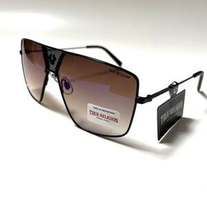 New Original TRUE RELIGION Aviator Sunglasses Classic Horseshoe Black Mesh